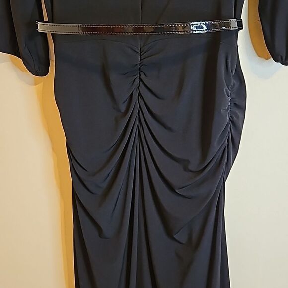 NWT David Meister black Rauched midi dress size 14 - Picture 4 of 10